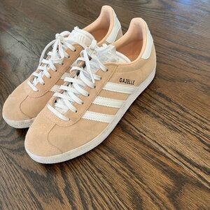 Adidas Gazelle Women’s Tan and White Sneakers